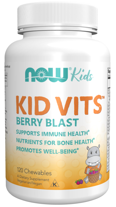 ნაუ - საბავშვო მულტივიტამინი KID VITS Berry Blast - 120 საღეჭი აბი / NOW - Kid Vits Berry Blast - 120 tabs